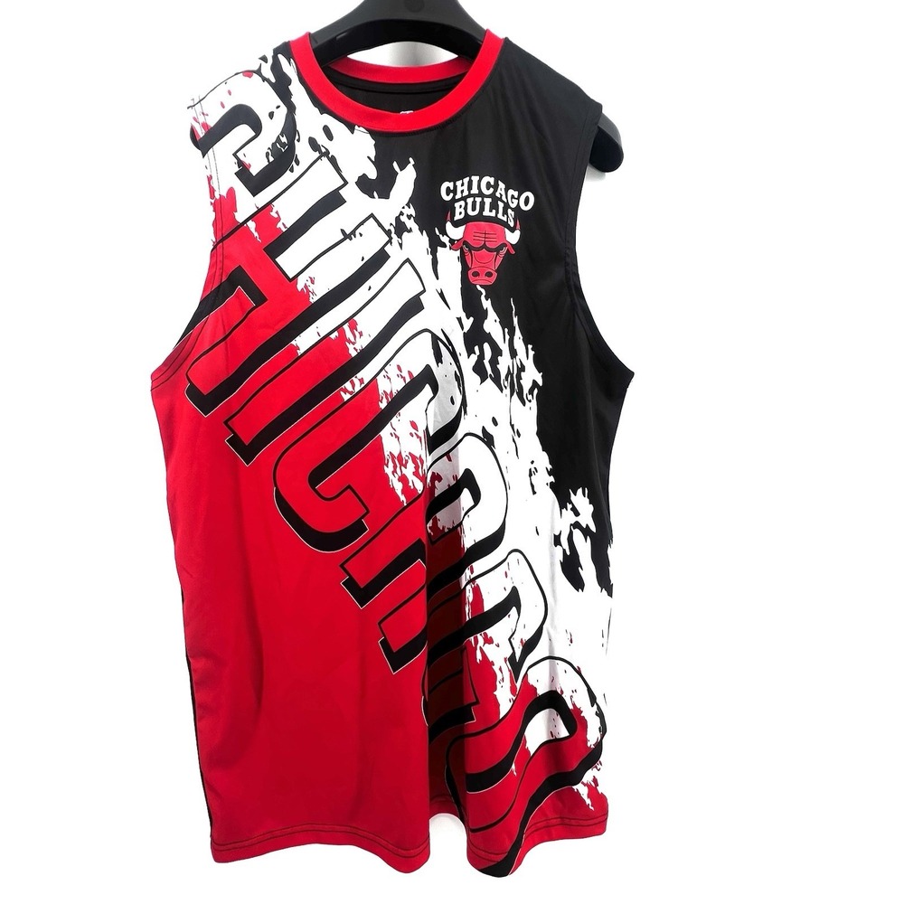 NBA Chicago Bulls Graphic Sleeveless Tank Top Men's Size‎ L Red Black RETRO Y2K